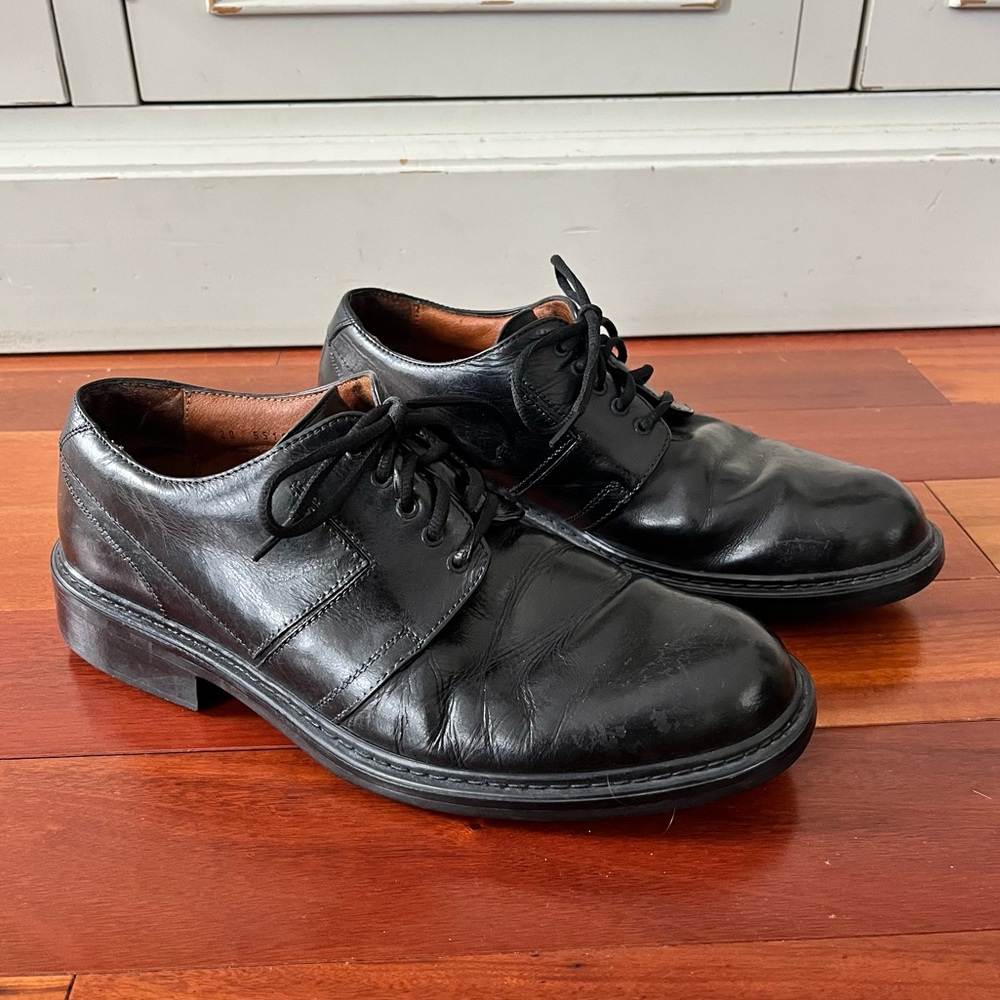 Johnston & Murphy Men’s Black Leather Oxfords 9.5 Dress Shoes Italian Leather